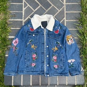 BELLE VERE Embroidered Shearlling Jean Jacket